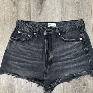 Zara Women's Faded Black Jean Shorts